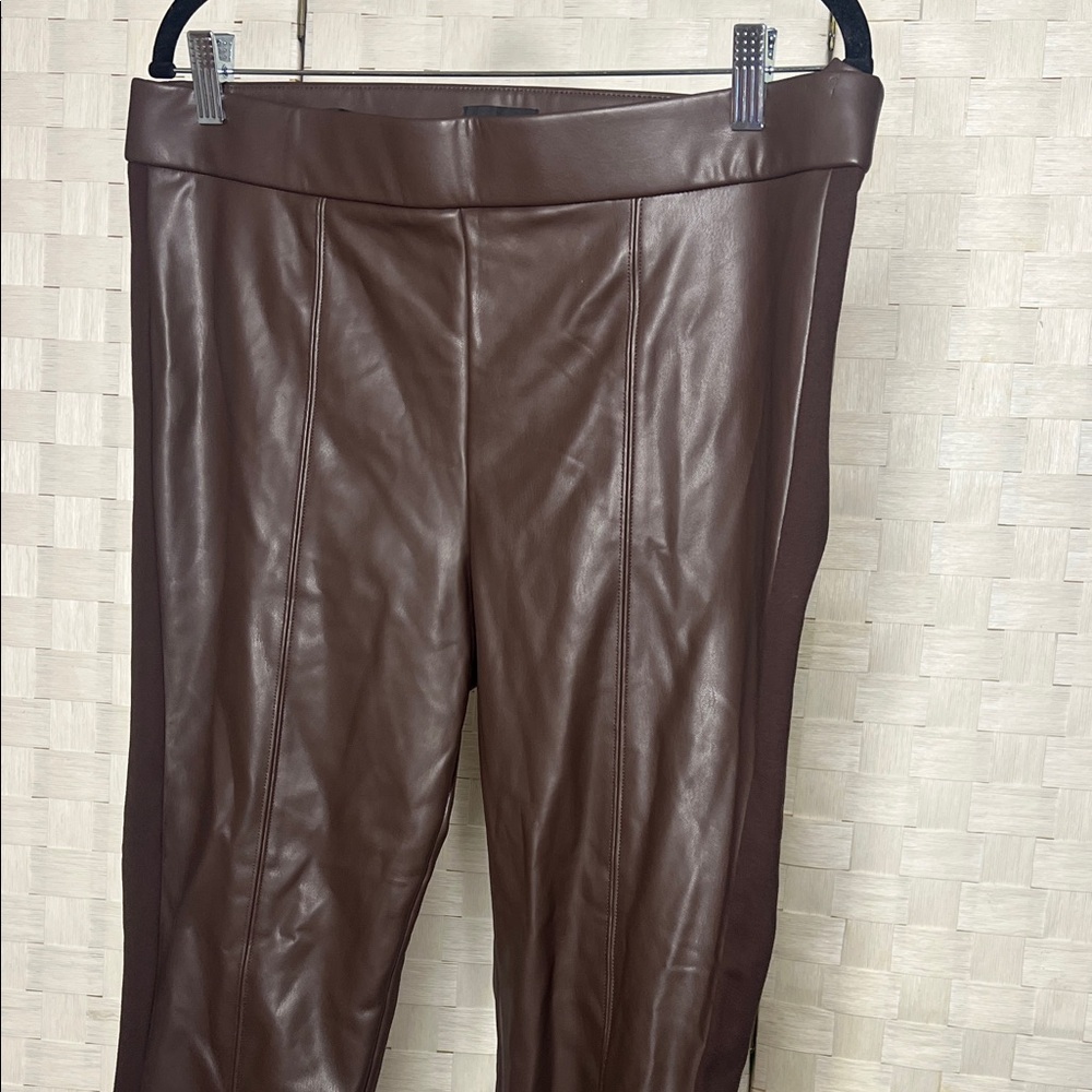 Talbots Brown Faux Leather Petite Pull-On Pants 14p